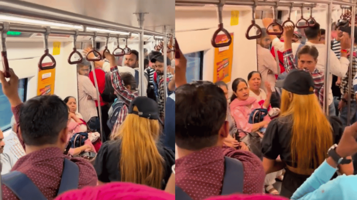 delhi-metro-aunties-allegedly-scold-girl-over-talking-on-phone-incident-takes-argumentative-turn-viral-video